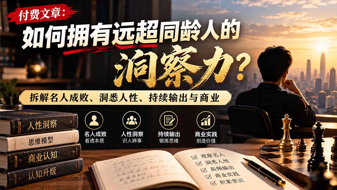 如何拥有远超同龄人的洞察力?拆解名人成败、洞悉人性、持续输出与商业实践全攻略 如何拥有远超同龄人的洞察力?拆解名人成败、洞悉人性、持续输出与商业实践全攻略