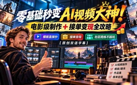 零基础AI视频制作教程：电影级视频+接单变现全攻略，附模板与社群陪练