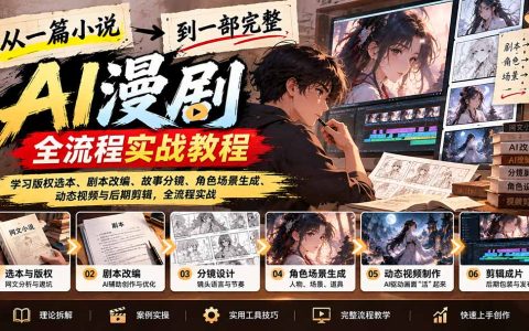 从小说到AI漫剧全流程：版权选本+剧本改编+分镜设计+角色场景生成与剪辑实战