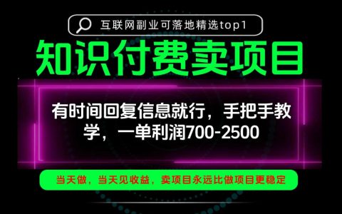知识付费卖项目教程：手把手带你从0到1拆解卖项目底层逻辑，一天稳定2-3单