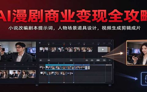AI漫剧变现全攻略：小说改编剧本提示词与人物场景设计、视频生成剪辑成片教程