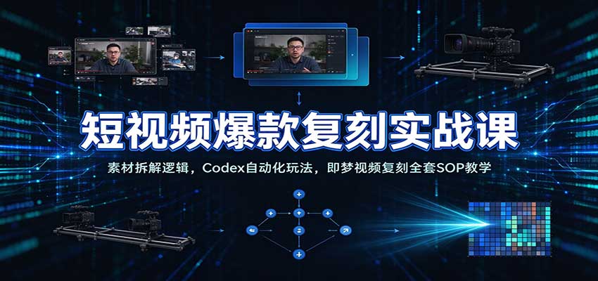 短视频爆款复刻实战课：Codex自动化+即梦复刻SOP，素材拆解全流程教学