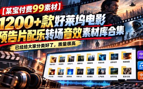 好莱坞电影预告片配乐转场音效素材库1200方法款合集