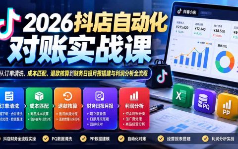 2026抖店自动化对账实战：Power Query订单清洗与利润报表搭建