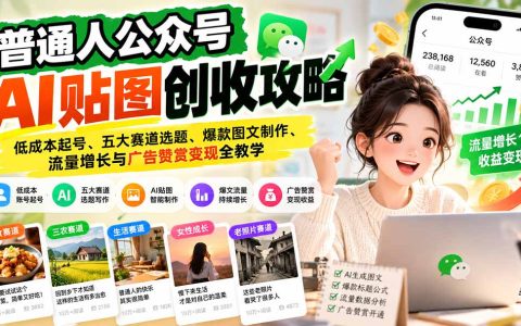 公众号AI贴图变现课：零基础起号、五大赛道爆文与广告赞赏全流程