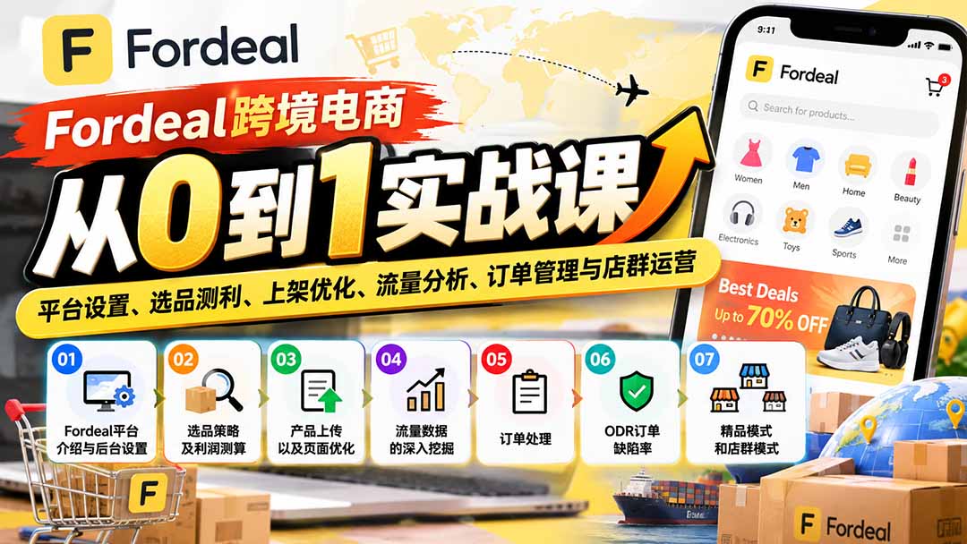 Fordeal跨境电商实战：后台设置选品测利上架优化与店群运营