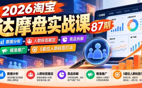 2026淘宝达摩盘实战87期：数据分析+人群标签圈定+竞品拆解+精准推广+5套拉人群标签打法