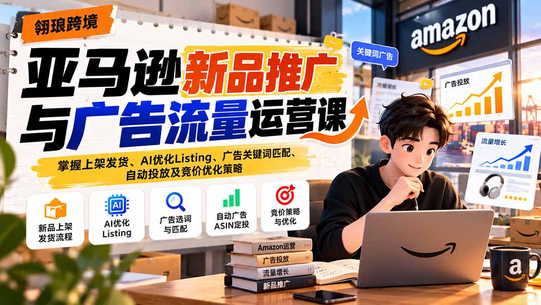 亚马逊新品推广运营课：AI优化Listing+广告关键词匹配与竞价策略