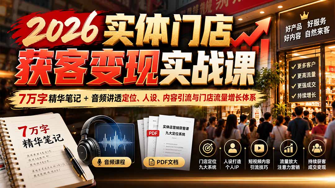 实体店获客课：九大定位+老板IP人设+短视频引流成交实战