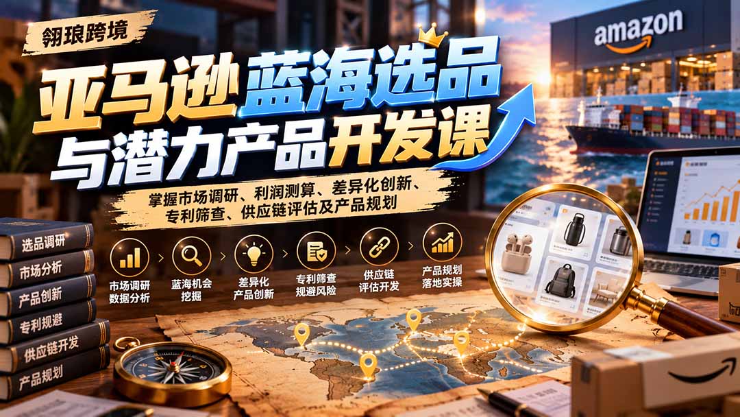 亚马逊选品课：市场调研利润测算与专利筛查差异化开发实战