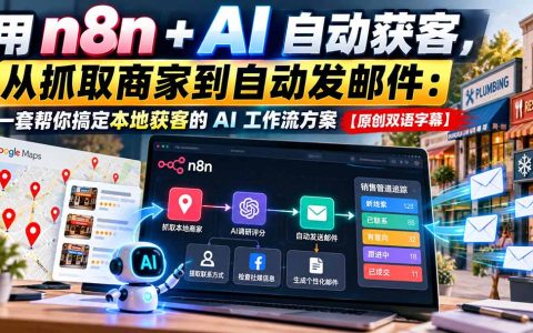 n8n+AI本地获客工作流：Google Maps抓取商家、AI评分并自动发邮件，附销售管道追踪