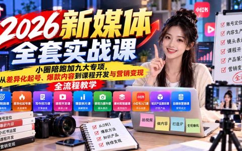 2026新媒体实战课：差异化起号+爆款文案+知识付费变现全流程