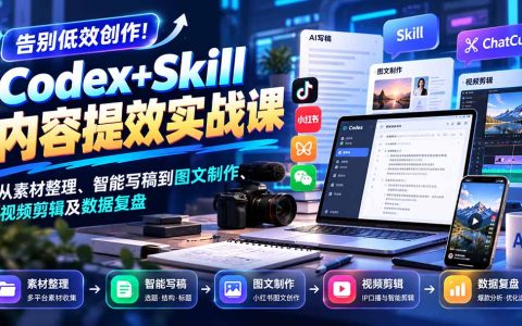 Codex+Skill内容提效实战课：8节课搭建素材整理与智能写稿系统