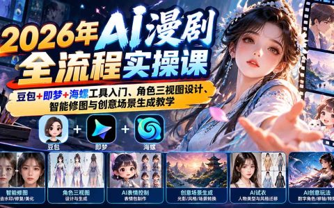 2026 AI漫剧实操课：豆包+即梦+海螺零基础入门，角色三视图与AI修图场景生成