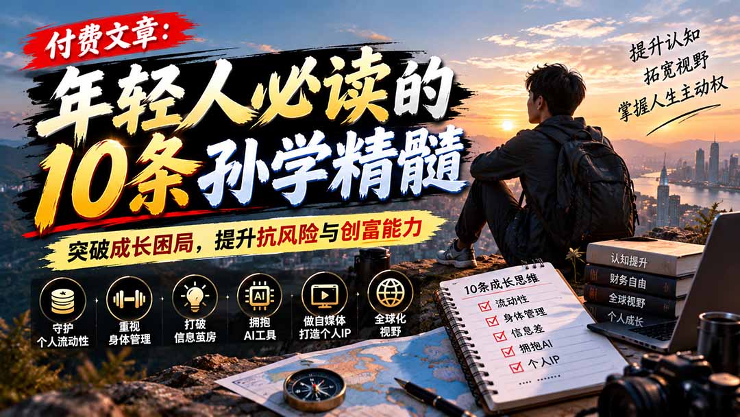 年轻人必读的10条孙学精髓：用AI与自媒体突破成长困局、提升抗风险与创富能力
