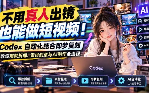 Codex短视频自动化教程：即梦复刻爆款拆解与AI素材制作全流程
