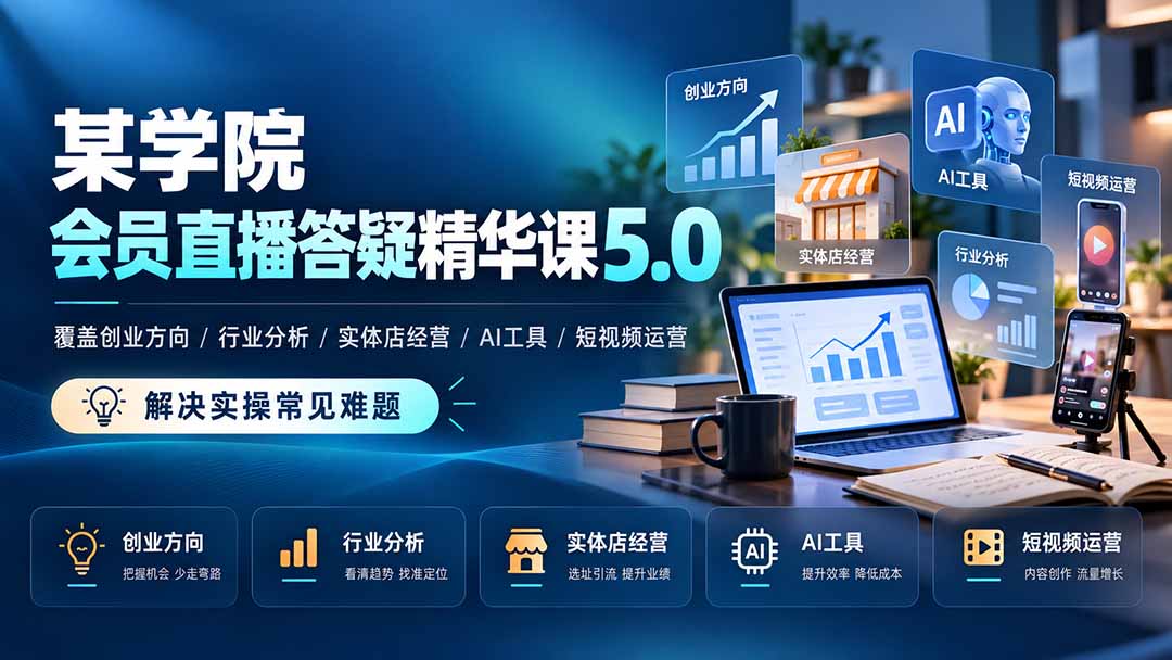 花火商学院5.0会员直播课：创业方向+行业分析+实体店经营+AI工具+短视频运营实操答疑