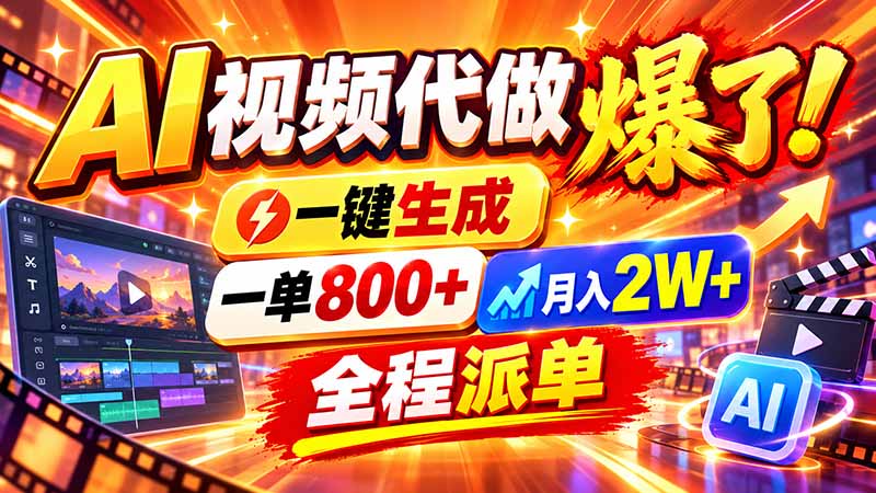 2026年底AI视频代做新赛道：小白用AI做课件一单800方法，接老师和公职人员比赛单变现过万
