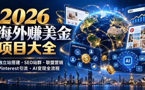 2026海外赚美金项目大全：独立站搭建、SEO站群、联盟营销与AI变现