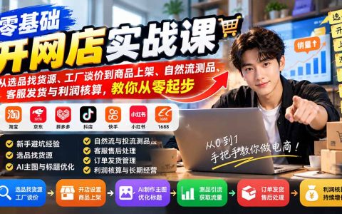 零基础开网店实战：选品找货源、工厂谈价、AI主图与自然流测品全流程
