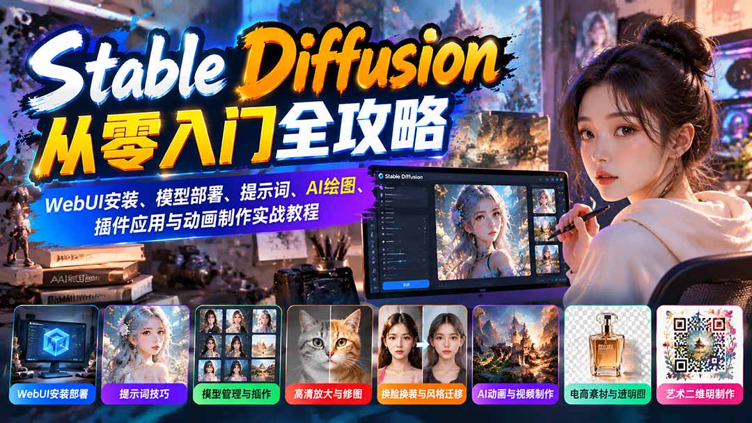 Stable Diffusion零基础入门：WebUI安装、模型部署、提示词与AI动画实战教程
