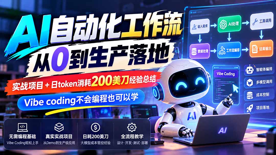AI自动化工作流实战：Vibe Coding零基础搭建生产级项目与Token成本管控