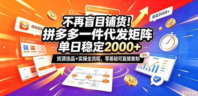 拼多多一件代发矩阵运营全流程：零基础货源对接与店铺落地攻略