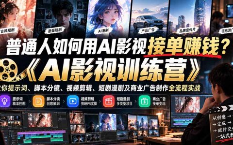 普通人AI影视接单赚钱：提示词脚本分镜剪映PR全流程实战