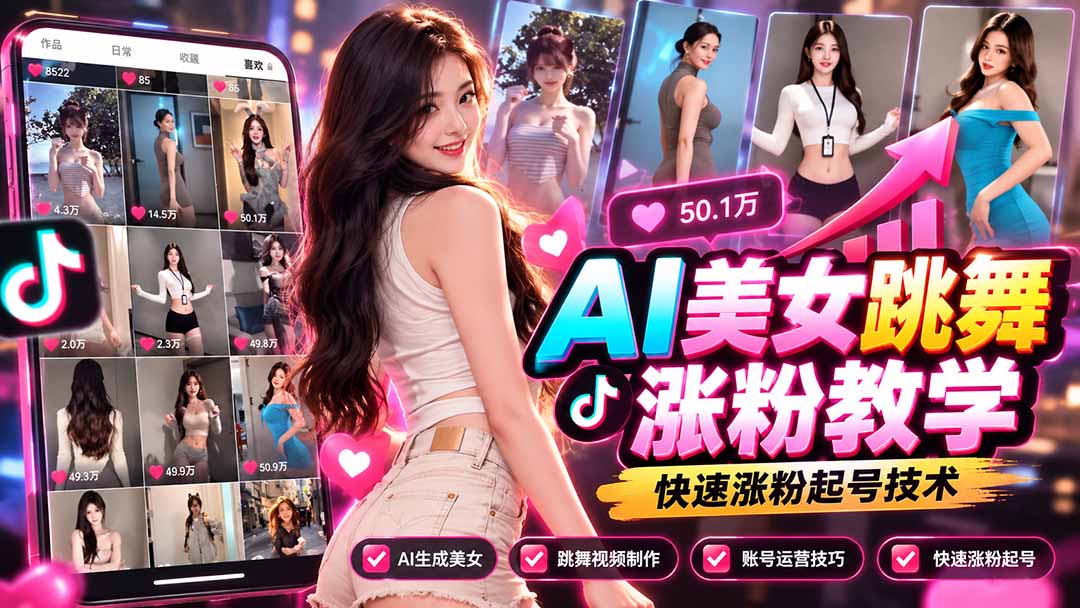 2026 AI美女跳舞视频制作教程,快速起号涨粉运营教学 2026 AI美女跳舞视频制作教程,快速起号涨粉运营教学