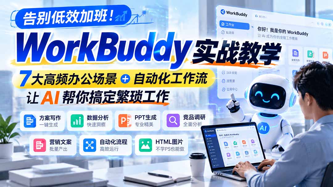 WorkBuddy实战课：7大办公场景自动化，AI帮你告别低效加班