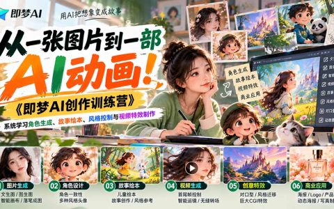 即梦AI全攻略：角色生成到视频特效，47节掌握AI动画与绘本创作