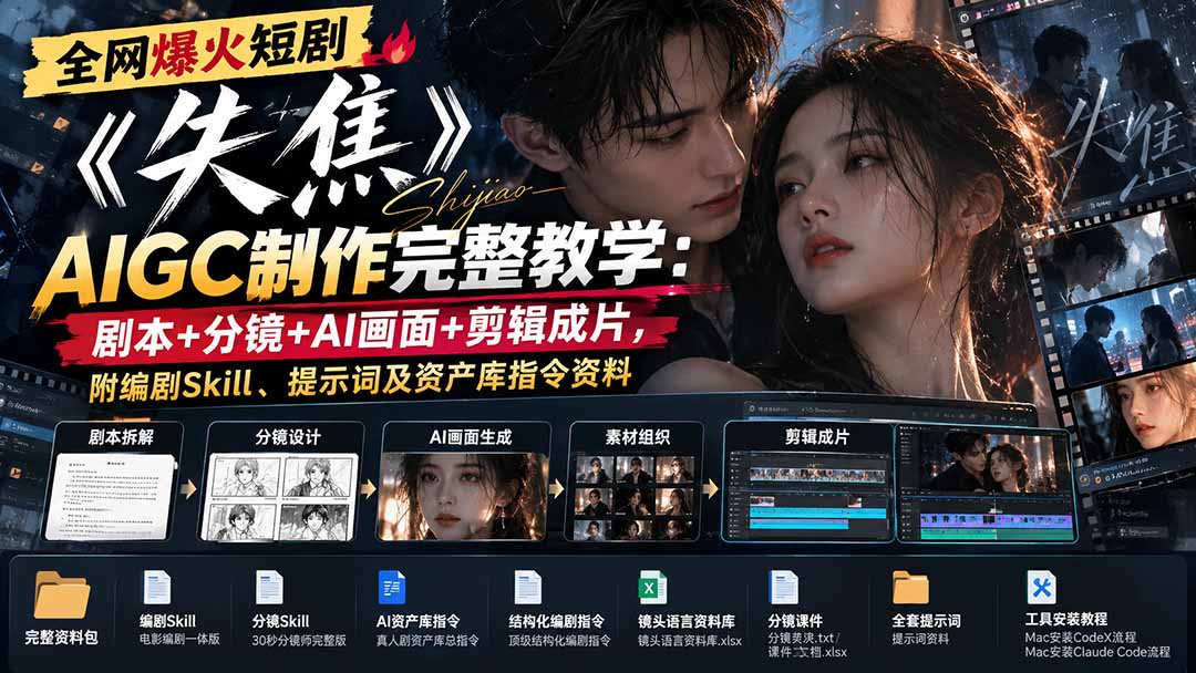 AIGC短剧《失焦》全流程实战：剧本分镜AI画面剪辑成片教学