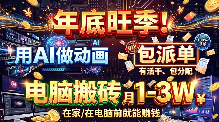 AI动画代做副业：一单500步骤-100步骤0元，新手可做，提供接单渠道