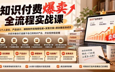 知识付费从0到1实战课：个人定位产品设计课程制作海报发售文案朋友圈成交