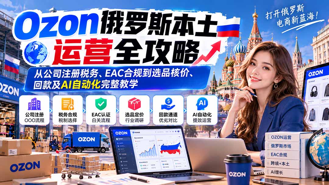 Ozon俄罗斯本土运营全攻略：OOO注册税务EAC合规选品核价回款AI提效