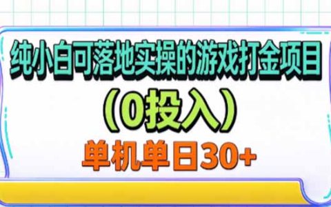 纯小白0投入游戏打金项目｜手机电脑可做单机单号变现30+