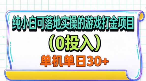 纯小白0投入游戏打金项目｜手机电脑可做单机单号变现30+