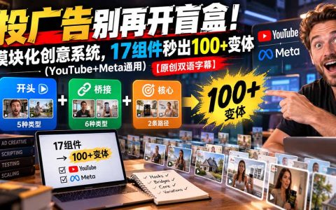 投广告别靠猜！模块化创意系统17组件出100方法变体，YouTube与Meta通用