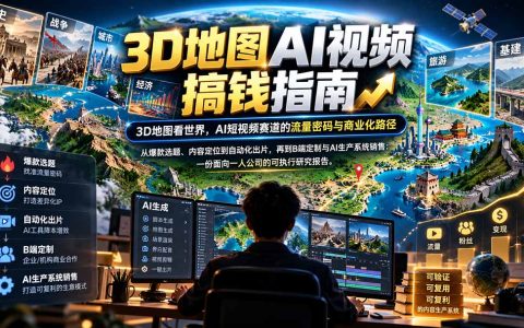 3D地图AI视频搞钱指南：一人公司短视频流量密码与B端变现路径