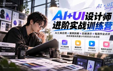 AI+UI设计师进阶训练营第4期：AI工具应用+案例拆解+实操演示+作业点评，掌握UI与视觉设计全流程