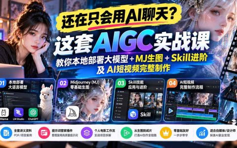 零基础AIGC实战课：本地部署大模型+MJ生图+Skill进阶+AI短视频制作全流程