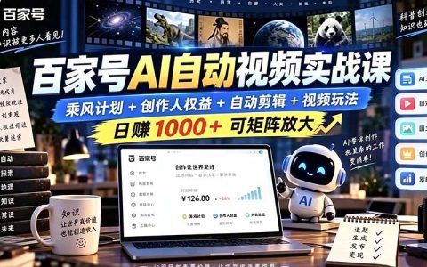 百家号自动矩阵副业项目：3-5天起号，单号变现1方法的睡后收入玩法