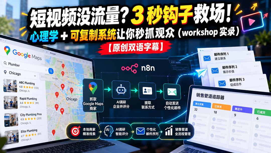 短视频没流量？3秒钩子+心理学+可复制系统，秒抓观众｜双语字幕