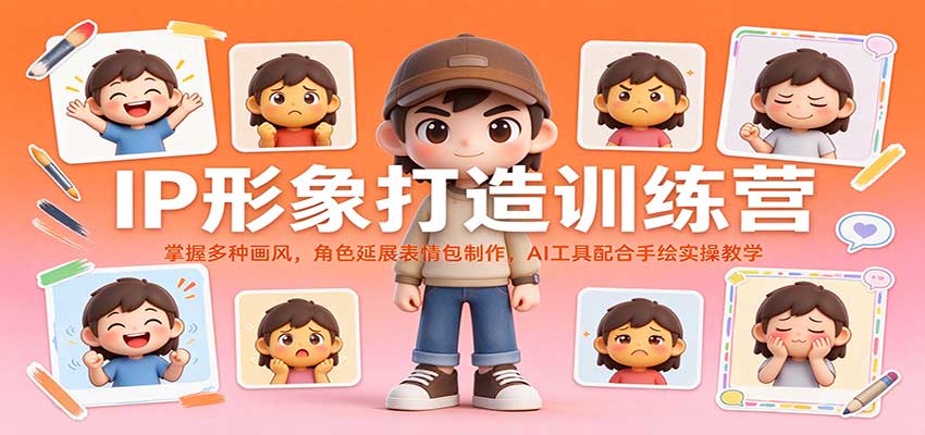 IP形象设计训练营：AI辅助多画风表情包制作与手绘实操