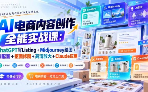 AI电商内容创作实战：ChatGPT写Listing+Midjourney绘图+AI配音抠图修图全流程
