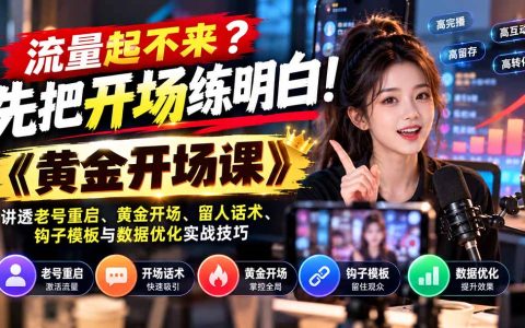 短视频直播开场留人话术模板：老号重启黄金开场钩子与数据复盘技巧