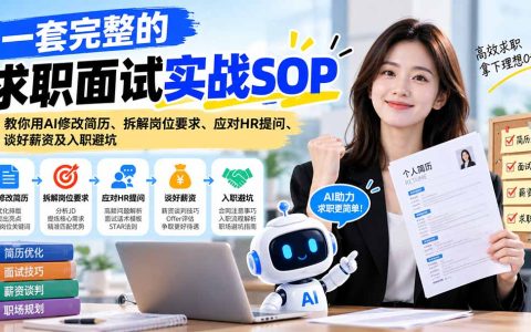 AI修改简历+面试对答+薪资谈判：求职面试实战SOP，应届生跳槽必看