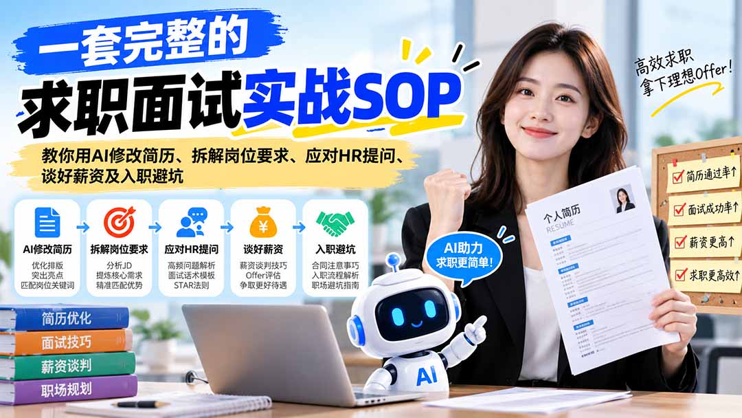 AI修改简历+面试对答+薪资谈判:求职面试实战SOP,应届生跳槽必看 AI修改简历+面试对答+薪资谈判:求职面试实战SOP,应届生跳槽必看