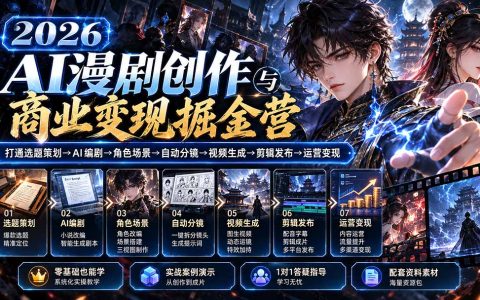 2026AI漫剧创作变现营：豆包即梦零基础AI编剧分镜视频生成全流程