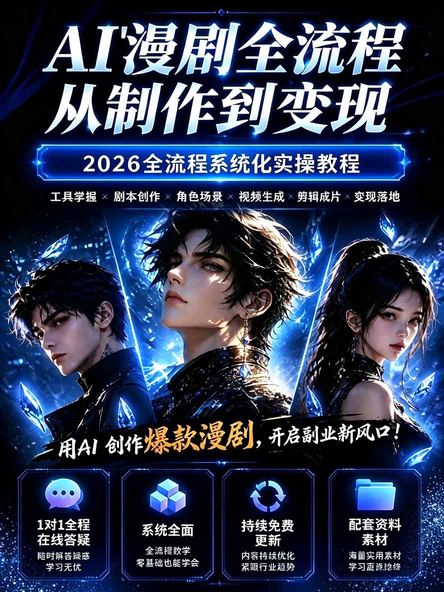 2026AI漫剧创作变现营：豆包即梦零基础AI编剧分镜视频生成全流程